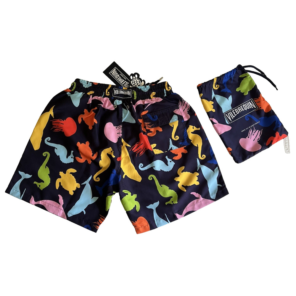 NWT Vilebrequin St Tropez M Swim Trunks Shorts Marine Sea Life Print Pouch $350